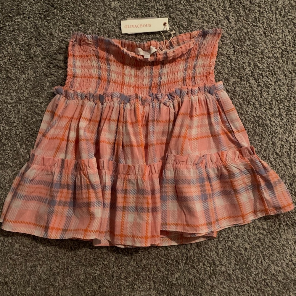 Pink plaid mini skirt